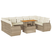 Thumbnail for 10-tlg. Garten-Sofagarnitur mit Kissen Beige Poly Rattan