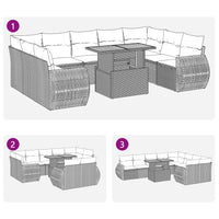 Thumbnail for 10-tlg. Garten-Sofagarnitur mit Kissen Beige Poly Rattan