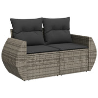 Thumbnail for 10-tlg. Garten-Sofagarnitur mit Kissen Grau Poly Rattan