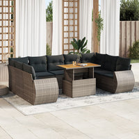 Thumbnail for 10-tlg. Garten-Sofagarnitur mit Kissen Grau Poly Rattan