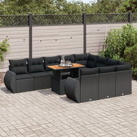 Thumbnail for 11-tlg. Garten-Sofagarnitur mit Kissen Schwarz Poly Rattan