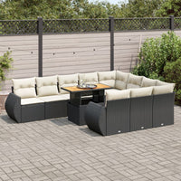Thumbnail for 11-tlg. Garten-Sofagarnitur mit Kissen Schwarz Poly Rattan