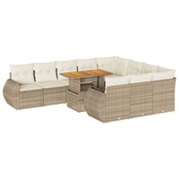 Thumbnail for 11-tlg. Garten-Sofagarnitur mit Kissen Beige Poly Rattan