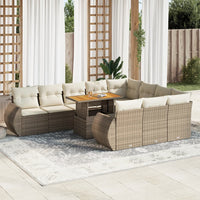Thumbnail for 11-tlg. Garten-Sofagarnitur mit Kissen Beige Poly Rattan