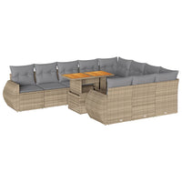 Thumbnail for 11-tlg. Garten-Sofagarnitur mit Kissen Beige Poly Rattan