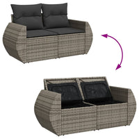 Thumbnail for 11-tlg. Garten-Sofagarnitur mit Kissen Grau Poly Rattan