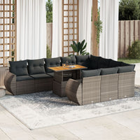 Thumbnail for 11-tlg. Garten-Sofagarnitur mit Kissen Grau Poly Rattan