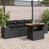 Thumbnail for 5-tlg. Garten-Sofagarnitur mit Kissen Schwarz Poly Rattan