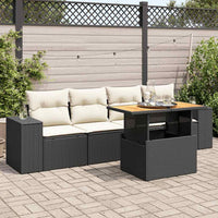Thumbnail for 5-tlg. Garten-Sofagarnitur mit Kissen Schwarz Poly Rattan
