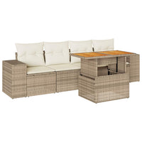 Thumbnail for 5-tlg. Garten-Sofagarnitur mit Kissen Beige Poly Rattan