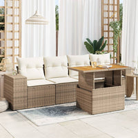 Thumbnail for 5-tlg. Garten-Sofagarnitur mit Kissen Beige Poly Rattan