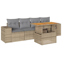 Thumbnail for 5-tlg. Garten-Sofagarnitur mit Kissen Beige Poly Rattan