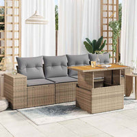 Thumbnail for 5-tlg. Garten-Sofagarnitur mit Kissen Beige Poly Rattan