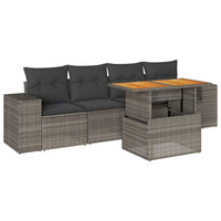 Thumbnail for 5-tlg. Garten-Sofagarnitur mit Kissen Grau Poly Rattan