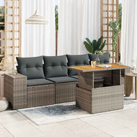 Thumbnail for 5-tlg. Garten-Sofagarnitur mit Kissen Grau Poly Rattan
