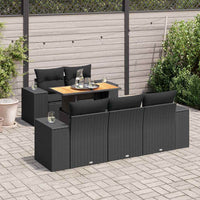 Thumbnail for 6-tlg. Garten-Sofagarnitur mit Kissen Schwarz Poly Rattan