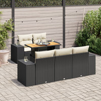 Thumbnail for 6-tlg. Garten-Sofagarnitur mit Kissen Schwarz Poly Rattan