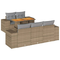 Thumbnail for 6-tlg. Garten-Sofagarnitur mit Kissen Beige Poly Rattan