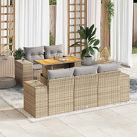 Thumbnail for 6-tlg. Garten-Sofagarnitur mit Kissen Beige Poly Rattan