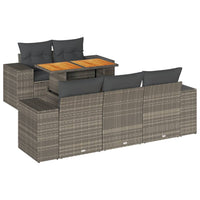 Thumbnail for 6-tlg. Garten-Sofagarnitur mit Kissen Grau Poly Rattan