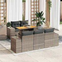Thumbnail for 6-tlg. Garten-Sofagarnitur mit Kissen Grau Poly Rattan