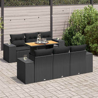Thumbnail for 7-tlg. Garten-Sofagarnitur mit Kissen Schwarz Poly Rattan