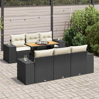 Thumbnail for 7-tlg. Garten-Sofagarnitur mit Kissen Schwarz Poly Rattan