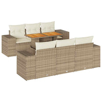 Thumbnail for 7-tlg. Garten-Sofagarnitur mit Kissen Beige Poly Rattan