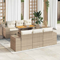 Thumbnail for 7-tlg. Garten-Sofagarnitur mit Kissen Beige Poly Rattan