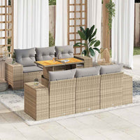 Thumbnail for 7-tlg. Garten-Sofagarnitur mit Kissen Beige Poly Rattan