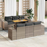 Thumbnail for 7-tlg. Garten-Sofagarnitur mit Kissen Grau Poly Rattan