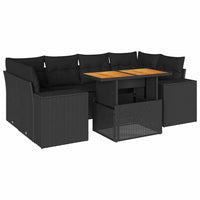 Thumbnail for 7-tlg. Garten-Sofagarnitur mit Kissen Schwarz Poly Rattan