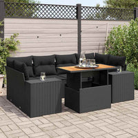 Thumbnail for 7-tlg. Garten-Sofagarnitur mit Kissen Schwarz Poly Rattan
