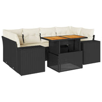 Thumbnail for 7-tlg. Garten-Sofagarnitur mit Kissen Schwarz Poly Rattan