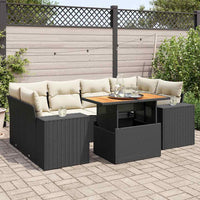Thumbnail for 7-tlg. Garten-Sofagarnitur mit Kissen Schwarz Poly Rattan