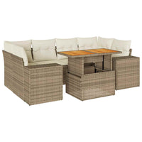 Thumbnail for 7-tlg. Garten-Sofagarnitur mit Kissen Beige Poly Rattan