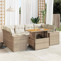 Thumbnail for 7-tlg. Garten-Sofagarnitur mit Kissen Beige Poly Rattan