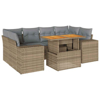 Thumbnail for 7-tlg. Garten-Sofagarnitur mit Kissen Beige Poly Rattan