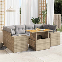 Thumbnail for 7-tlg. Garten-Sofagarnitur mit Kissen Beige Poly Rattan
