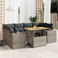 Thumbnail for 7-tlg. Garten-Sofagarnitur mit Kissen Grau Poly Rattan