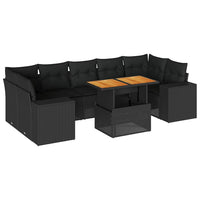 Thumbnail for 8-tlg. Garten-Sofagarnitur mit Kissen Schwarz Poly Rattan