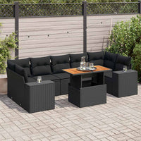 Thumbnail for 8-tlg. Garten-Sofagarnitur mit Kissen Schwarz Poly Rattan