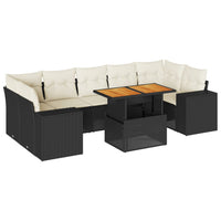 Thumbnail for 8-tlg. Garten-Sofagarnitur mit Kissen Schwarz Poly Rattan
