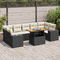 Thumbnail for 8-tlg. Garten-Sofagarnitur mit Kissen Schwarz Poly Rattan