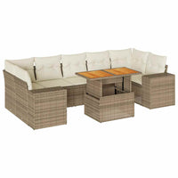Thumbnail for 8-tlg. Garten-Sofagarnitur mit Kissen Beige Poly Rattan