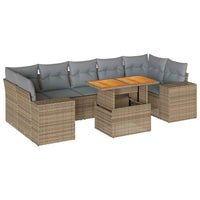 Thumbnail for 8-tlg. Garten-Sofagarnitur mit Kissen Beige Poly Rattan
