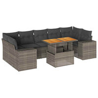 Thumbnail for 8-tlg. Garten-Sofagarnitur mit Kissen Grau Poly Rattan