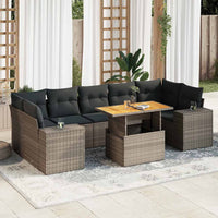 Thumbnail for 8-tlg. Garten-Sofagarnitur mit Kissen Grau Poly Rattan