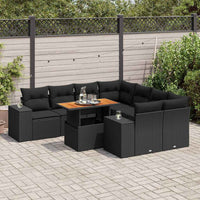 Thumbnail for 9-tlg. Garten-Sofagarnitur mit Kissen Schwarz Poly Rattan