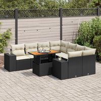 Thumbnail for 9-tlg. Garten-Sofagarnitur mit Kissen Schwarz Poly Rattan